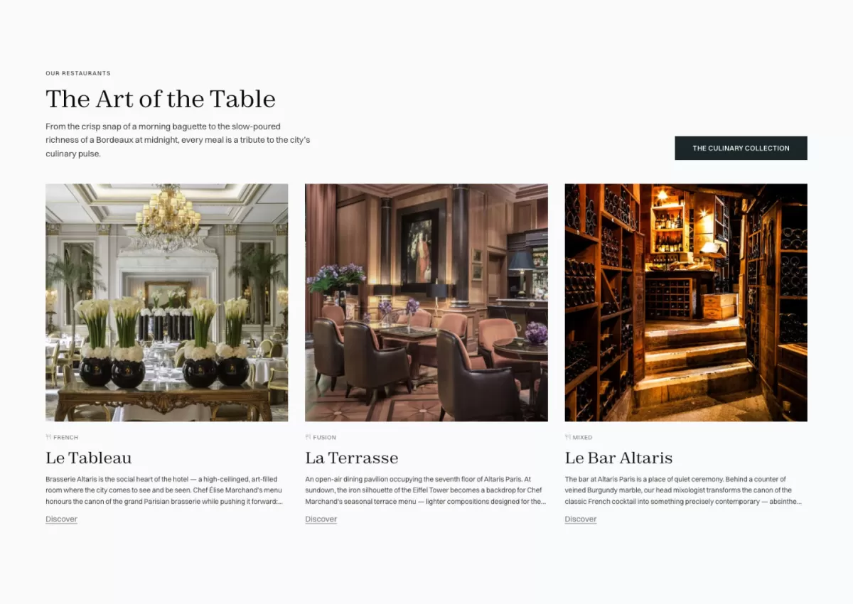An elegant, high-ceilinged hotel restaurant interior featuring massive crystal chandeliers, ornate white crown moldings, mirrored walls, and large displays of white calla lilies on luxury dining tables.
